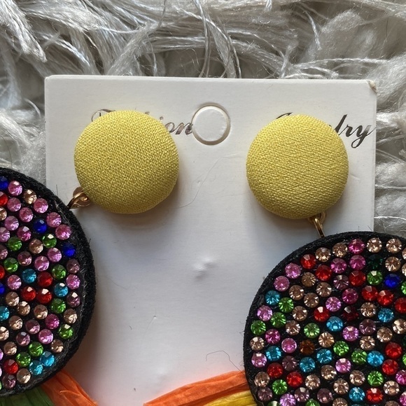 Green/Orange/Yellow and Multi-Color Stone Earrings - Picture 3 of 5